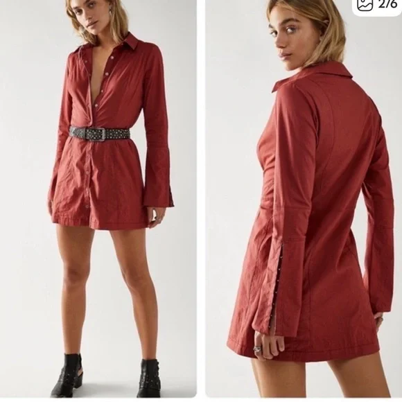 Free people Thea mini shirt dress preloved - Picture 1 of 6